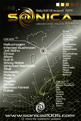 SONICA 2005 ELECTRONIC MUSIC FESTIVAL:::... 4 GIORNI! · 5 Aug 2005 · Lago  di Bolsena (Italy) · goabase ॐ parties and people