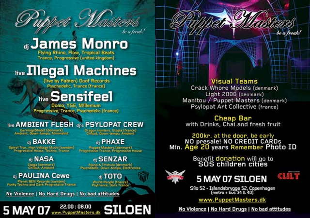 Party Flyer Puppet Masters James Monro 5 May '07, 22:00