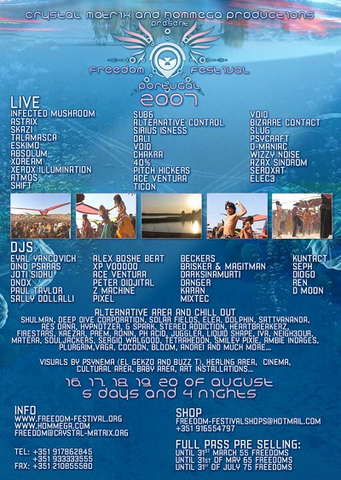 Party Flyer Freedom festival 2007 - Crystal Matrix and Hom-Mega 16 Aug '07, 16:00