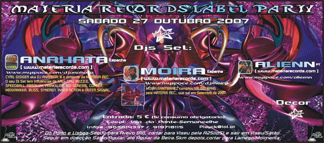 Party Flyer MATERIA RECORDS LABEL PARTY 27 Oct '07, 23:30