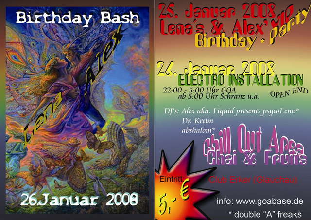 *E*L*E*C*T*R*O*I*N*S*T*A*L*L*A*T*I*O*N* (Birthday-Bash) · 26 Jan '08, 22:00
