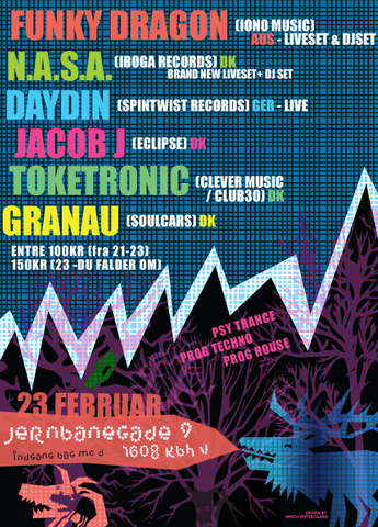 Party Flyer DAYDIN & N.A.S.A. & FUNKY DRAGON 23 Feb '08, 21:00