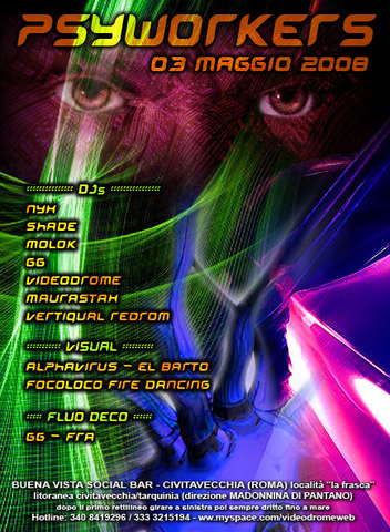Party Flyer PSYWORKERS (from the QUAIA!!) 3 May '08, 23:30