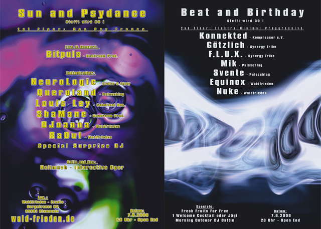 Party Flyer Beat and Birthday feat. Sun and Psydance 7 Jun '08, 23:00