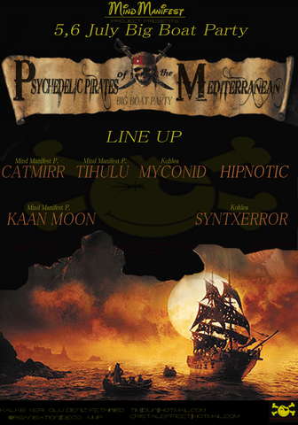 Party Flyer psychedelic pirates mediterranean - BIG BOAT PARTY 5 Jul '08, 18:00