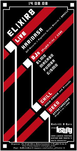 Party Flyer Elixir 8 14 Aug '08, 21:30