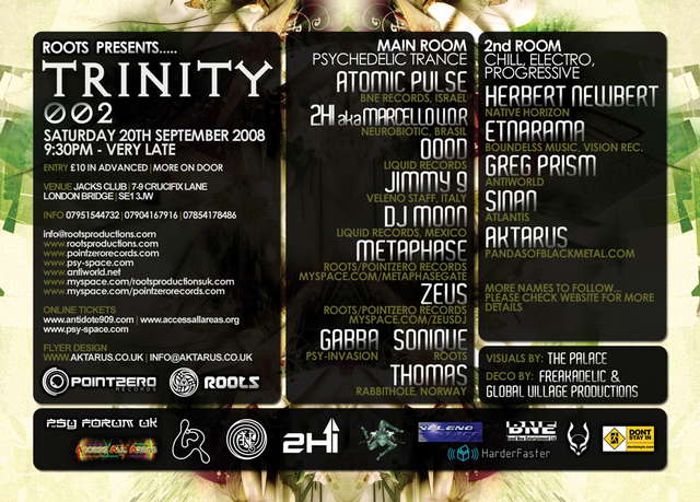 Trinity 002 with Atomic Pulse, 2HI, OOOD + Many More · 20 Sep 08, 21:30