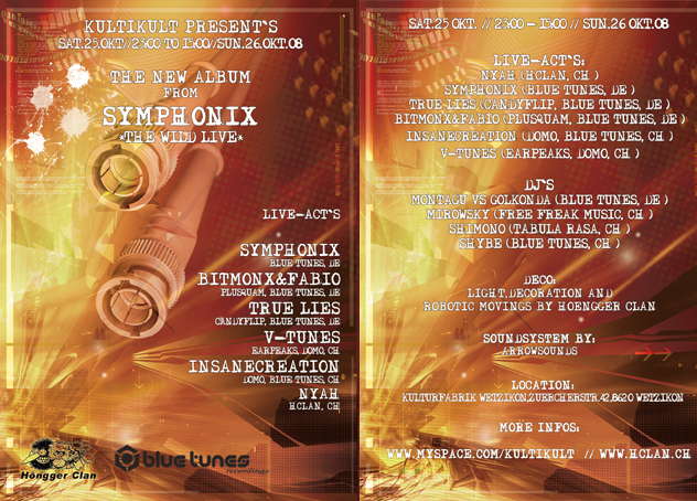 Party Flyer Release Party from the new Symphonix Album @ KultiKult 25 Oct '08, 23:00