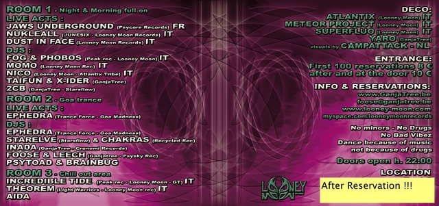 Party Flyer GanjaTree & Looney Moon Recs presents : Purple Visions ! 14 Feb '09, 22:00