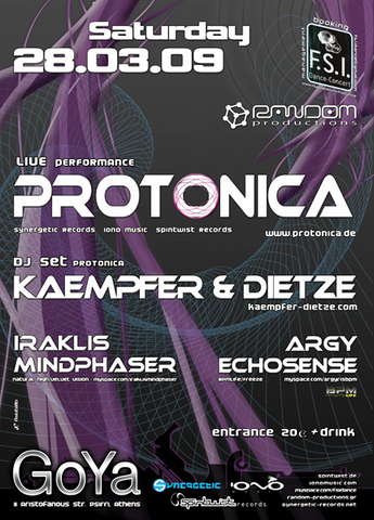 Party Flyer * PROTONICA Live + KAEMPFER & DIETZE DJ Set @ Athens * 28 Mar '09, 23:00