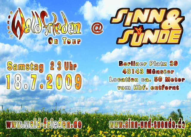 Party Flyer Waldfrieden On Tour im Sinn & Sünde 18 Jul '09, 23:00