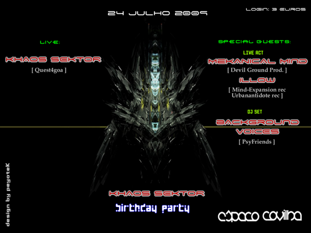 Party Flyer .:: Khaos Sektor .:. Birthday PARTY ::. 24 Jul '09, 01:00
