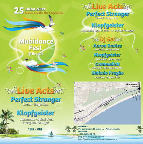 Party Flyer MUBIDANCE FEST @ BEACH PROGRESSIVE VIBES ON!!!! 25 Jul '09, 18:00