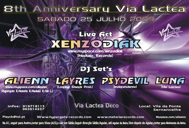 Party Flyer 8th Anniversary Via Lactea 25 Jul '09, 23:30