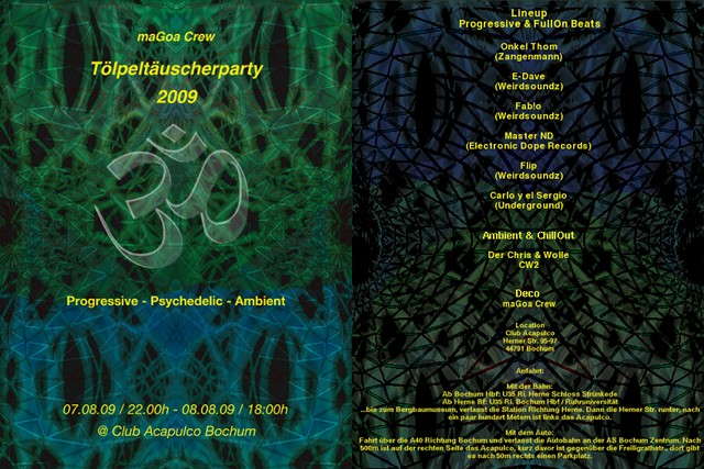 Party Flyer Tölpeltäuscherparty « !Frogz Deko! » 7 Aug '09, 22:00