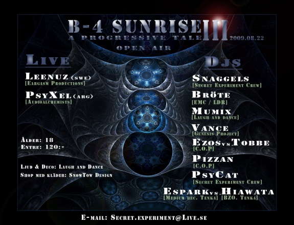 Party Flyer B-4 SUNRISE III - A progressive tale 22 Aug '09, 20:00
