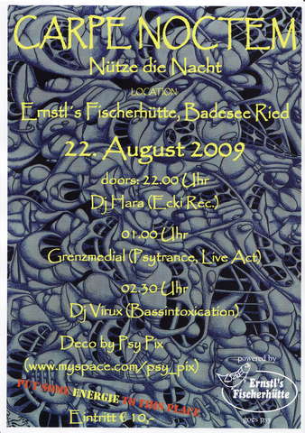 Party Flyer CARPE_NOCTEM (Nütze die Nacht) 22 Aug '09, 22:00