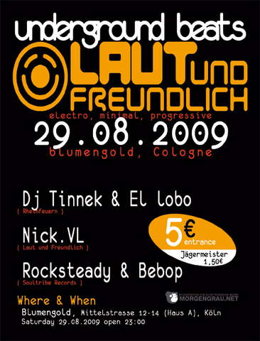 Party Flyer Laut und Freundlich "Underground Beats" 29 Aug '09, 23:00