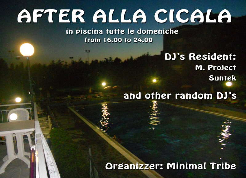 Party Flyer **AFTER alla CICALA** MI DISP. L'ATER SALTA XCHè PIOVE 30 Aug '09, 16:00