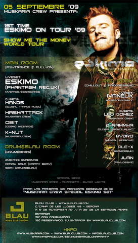 Party Flyer ::: ESKIMO ON TOUR '09 - BARCELONA ::: 5 Sep '09, 23:30