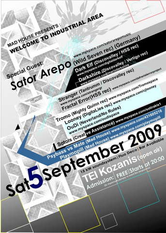 Party Flyer ++++Welcome To Industrial Area++++ 5 Sep '09, 20:00
