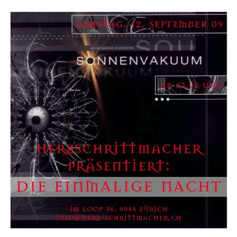 Party Flyer HERZSCHRITTMACHER präsentiert: DIE EINMALIGE NACHT 12 Sep '09, 23:00