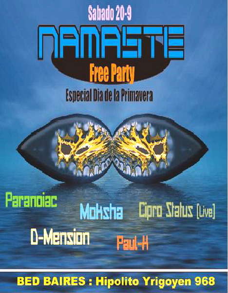 Party Flyer Namaste Free Party 19 Sep '09, 23:30