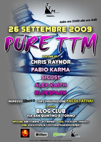 Party Flyer PURE TTM 26 Sep '09, 23:00
