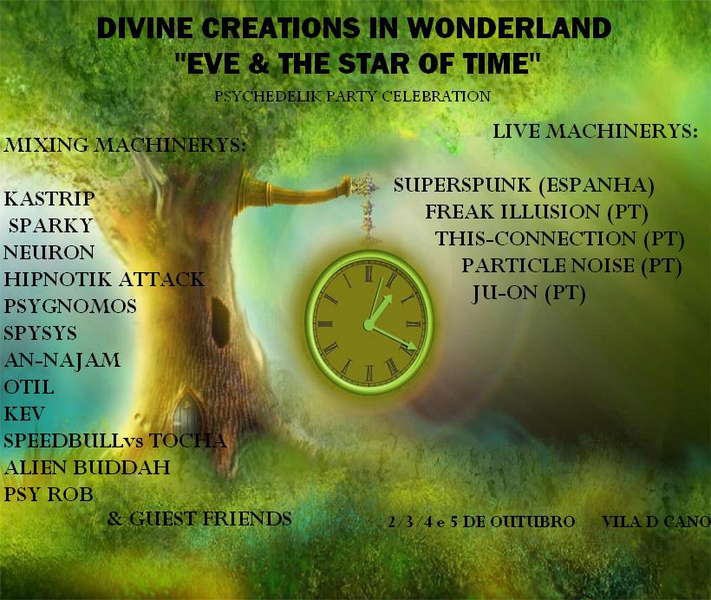 Party Flyer DIVINE CREATIONS IN WONDER LAND"eve & the star of time" 2 Oct '09, 21:00