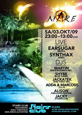 Party Flyer maRe @ Stairs Club // Earsugar, Synthax 3 Oct '09, 23:00