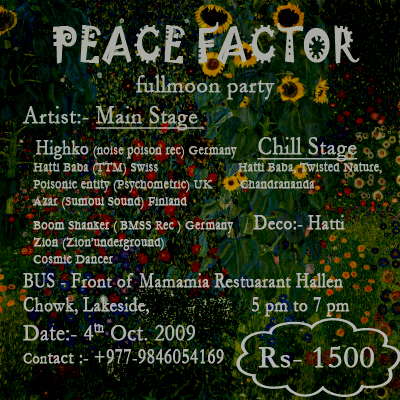 Party Flyer Peace Factor 4 Oct '09, 19:00