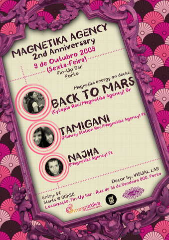 Party Flyer MAGNETIKA FEMALE ARTIST AGENCY 2nd Anniversary 9 Oct '09, 23:00