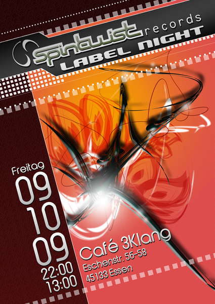 Party Flyer Spin Twist Label Night im 3Klang 9 Oct '09, 22:00