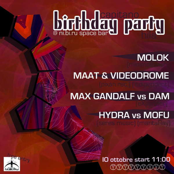 Party Flyer BIRTHDAY PARTY ::::::::: Capitano&Hila @ NI.BI.RU spacebar 10 Oct '09, 23:00