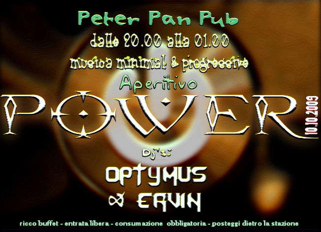Party Flyer POWER - aperitivo 10 Oct '09, 20:00