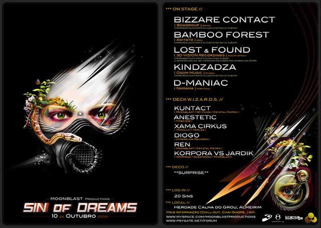 Party Flyer \"SIN OF DREAMS\" by Moonblast OPEN AIR 10 Oct '09, 23:00