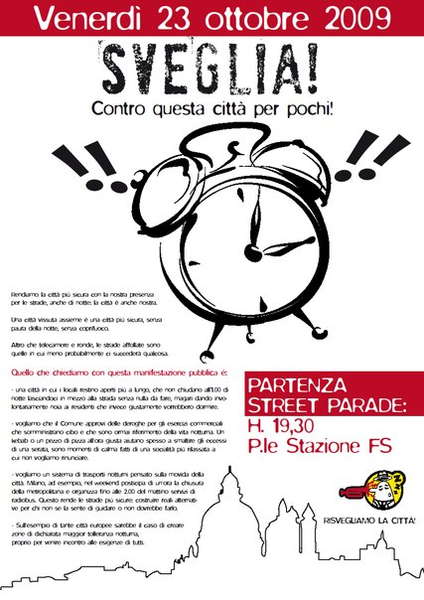 Party Flyer ..::SVEGLIA! - STREET PARADE - per le strade di BERGAMO::.. 23 Oct '09, 19:00