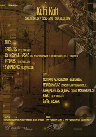 Party Flyer ***KultiKult***Johnson&Haske,Symphonix,TrueLies,V-Tunes LIVE 24 Oct '09, 23:00