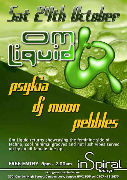 Party Flyer OM LIQUID @ INSPIRAL LOUNGE 24 Oct '09, 20:00