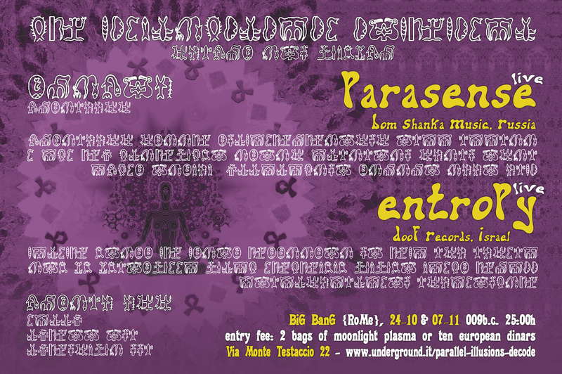 Party Flyer SHANTI! Parallel Illusions, Parasense Live 24 Oct '09, 23:30