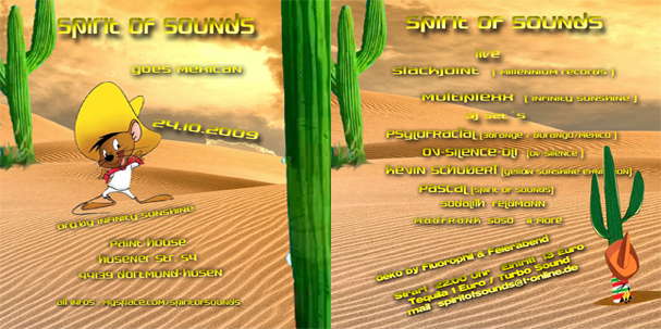 Party Flyer ***SPIRIT OF SOUNDS goes mexican*** 24 Oct '09, 22:00
