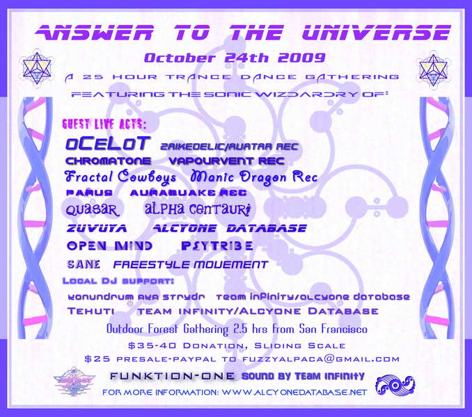 Party Flyer Team Infinity Presents: Answer To the Universe 24 Oct '09, 18:00
