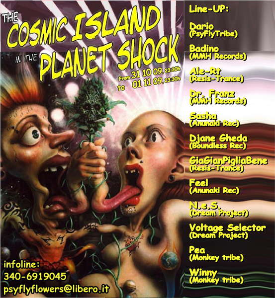 Party Flyer \"The Cosmic Island in the Planet Shock\" 31 Oct '09, 23:30