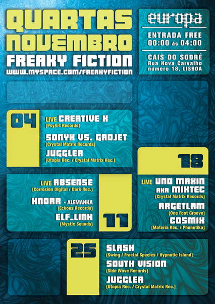 Party Flyer Freaky Fiction @ Europa 11 Nov '09, 23:30