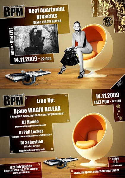 Party Flyer Beat aPartMent 14 Nov '09, 22:00