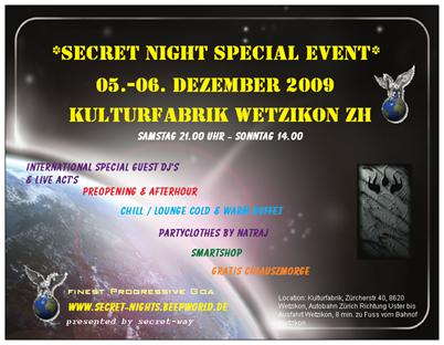 Party Flyer ***secret night special event *** 5 Dec '09, 21:00