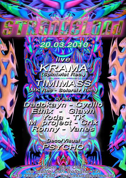 STRANGELAND LIVE KRAMA · 20 Mar 10, 22:00