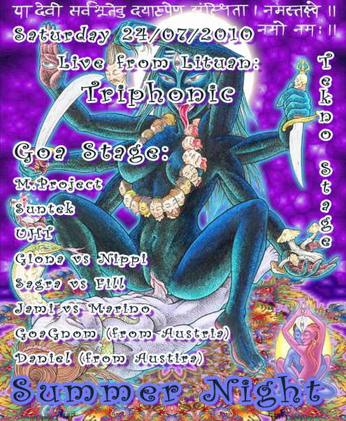 Party Flyer ..::: SUMMER NIGHT :::.. TRIPHONIC Live From Lithuania 24 Jul '10, 23:00