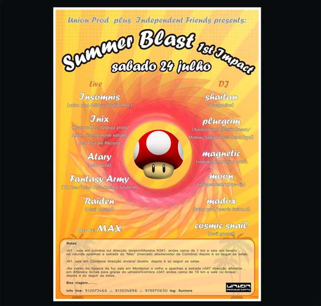 Party Flyer Union Prod & Independent Friends - Summer Blast - 1st Impact 24 Jul '10, 23:30