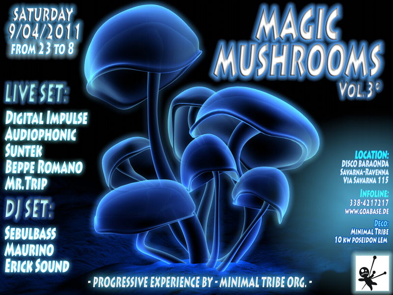 Party Flyer ૐ MAGIC MUSHROOMS ૐ Act 3° 9 Apr '11, 23:00